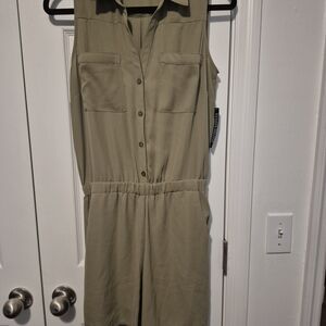 New York & Company Olive Utility Romper